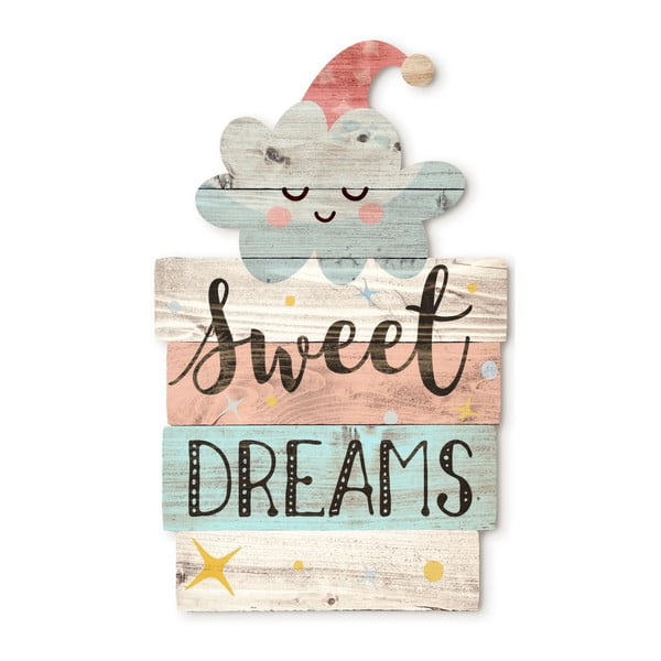 Drevená nástenná dekorácia Tanuki Sweet Dreams, 30 × 48 cm