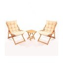 Záhradná lounge súprava z bukového dreva v krémovo-prírodnej farbe pre 2 – Floriane Garden