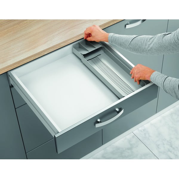 Sivý plastový príborník do zásuvky 15 x 49 cm – Metaltex-image-4