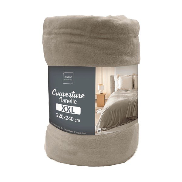 Taupe deka z mikroflanelu 220x240 cm Flanou – douceur d'intérieur-image-3