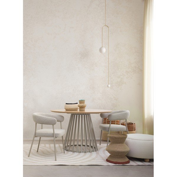 Krémovobiely taburet z textílie buklé Irisha – Bizzotto-image-1