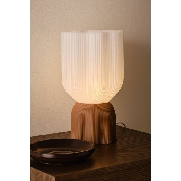 Biela/hnedá plastová stolová lampa (výška  27 cm) Camier – Jotex-image-1