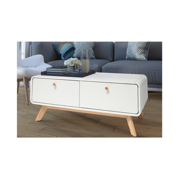 Biely TV stolík 100x40 cm Cassie - Støraa-image-4