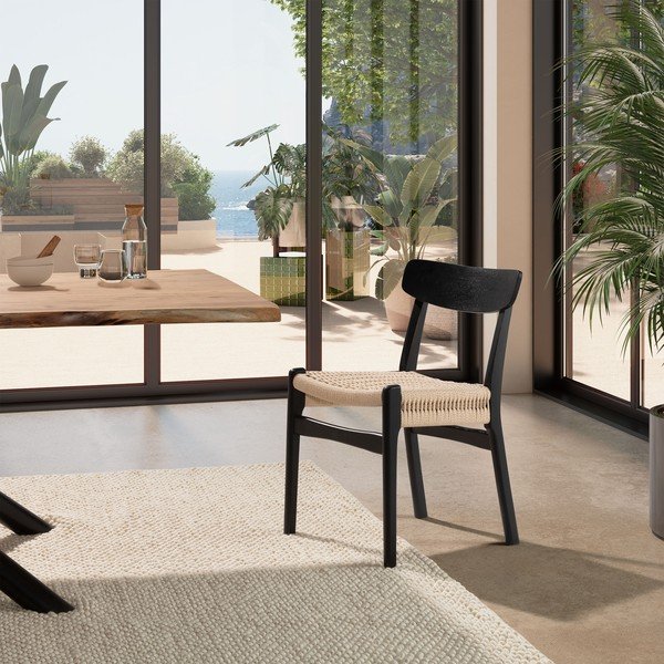 Čierne jedálenské stoličky v súprave 2 ks z kaučukového dreva Biel – MOME-image-1