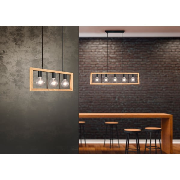 Závesné svietidlo v čierno-prírodnej farbe Agra – Trio-image-1