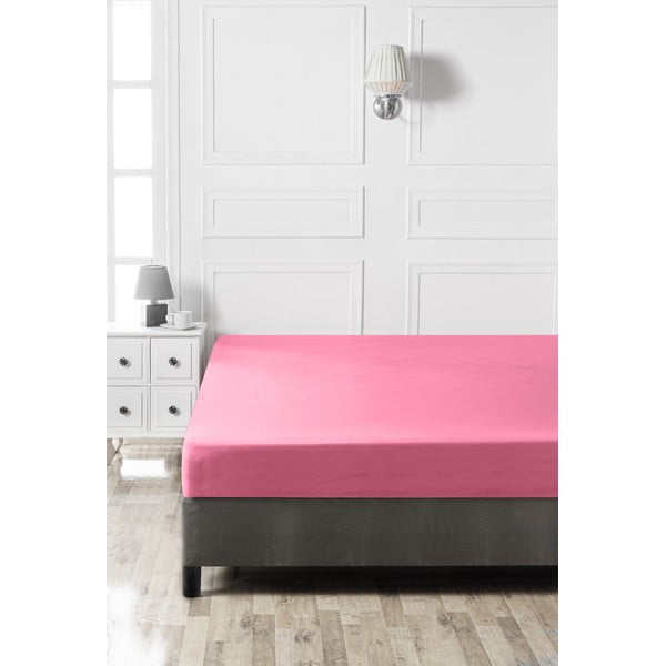 Ružová napínacia bavlnená plachta 140x200 cm – Mijolnir-image-1