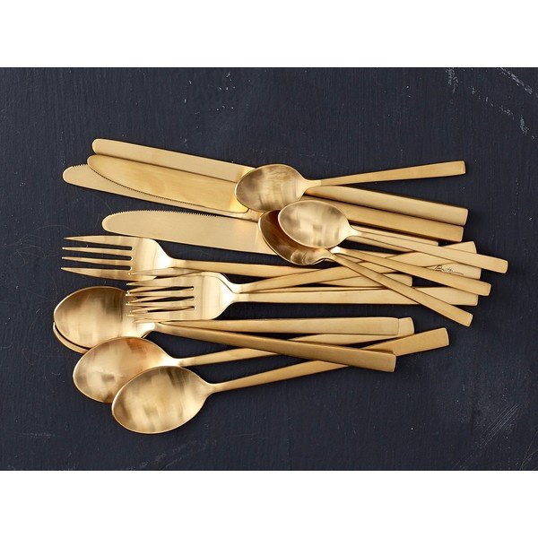 Oceľový príbor v mosadznej farbe 16 ks Brass – Bitz-image-3