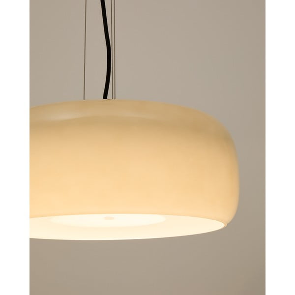 LED závesné svietidlo sivobéžové so skleneným tienidlom ø 38 cm Reig – Kave Home-image-1