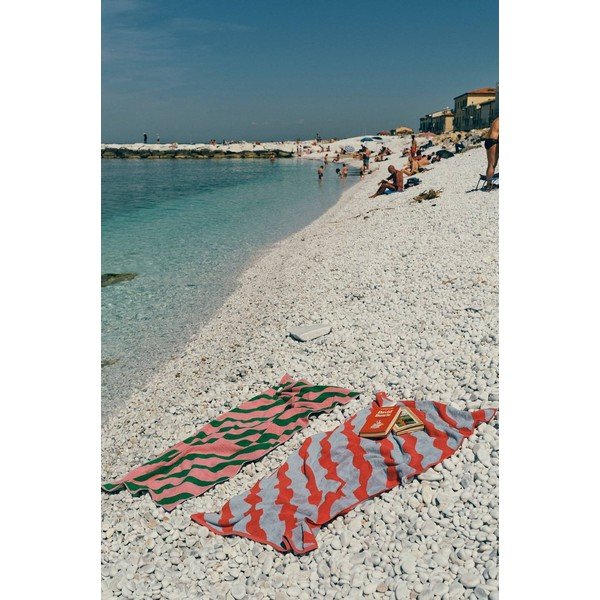 Zelená/ružová bavlnená osuška 90x150 cm Waves – Jotex-image-1