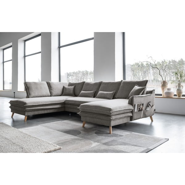 Sivá rozkladacia rohová pohovka (ľavý roh/do tvaru "U") Charming Charlie – Miuform-image-3