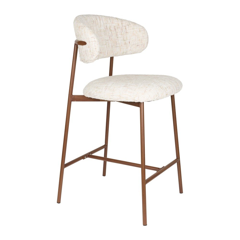 E-shop Krémová čalúnená barová stolička (výška sedadla 65 cm) Claes – White Label