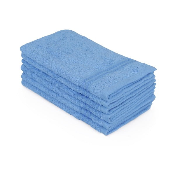 Sada 6 modrých uterákov do kúpeľni, 50 x 30 cm