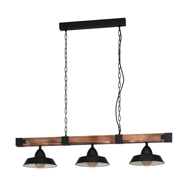 Závesné svietidlo v čiernej a prírodnej farbe s kovovým tienidlom OLDBURY – EGLO