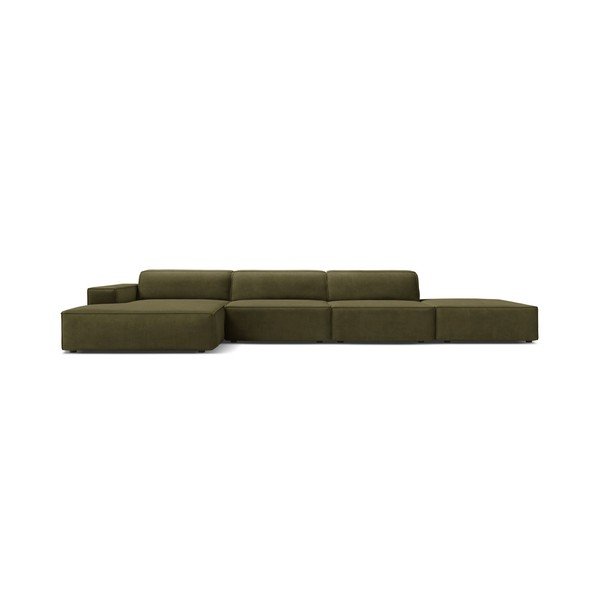 Khaki zamatová modulárna rohová pohovka (ľavý roh/s leňoškou) Jodie – Micadoni -image-3