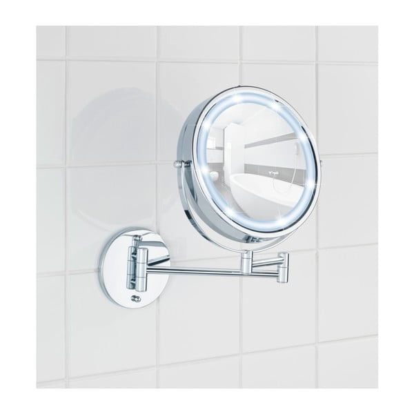 Kozmetické zrkadlo s osvetlením/zväčšovacie (5x) ø 17,5 cm Power-Loc Lumi – Wenko-image-1