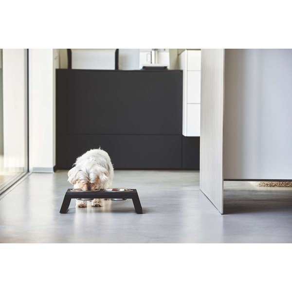 Kovová súprava misiek s podstavcom pre psa Desco Black M – MiaCara-image-1