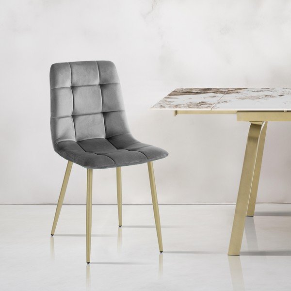 Sivé zamatové jedálenské stoličky v súprave 2 ks Faffy – Tomasucci-image-1