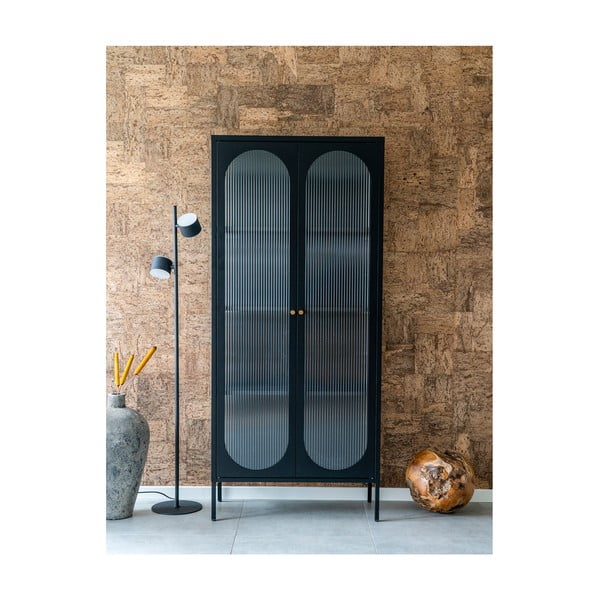 Čierna kovová vitrína 80x180 cm Adelaide – House Nordic-image-3