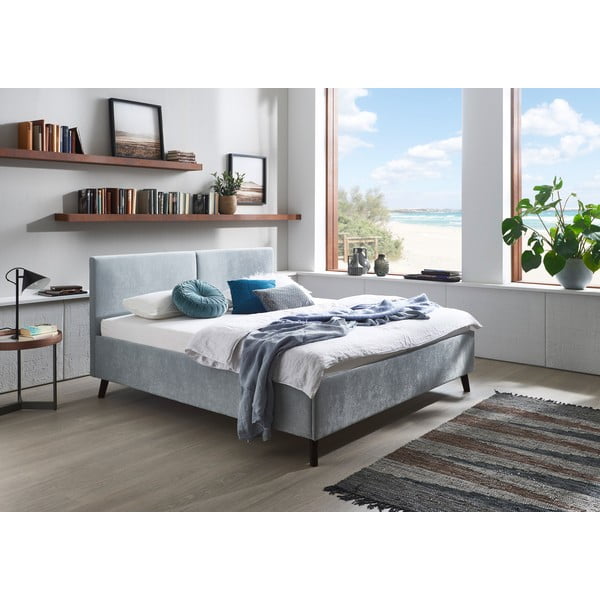 Svetlomodrá čalúnená dvojlôžková posteľ s roštom 160x200 cm Piano – Meise Möbel-image-1