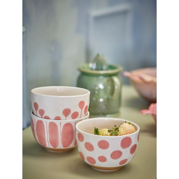 Misky v súprave 3 ks z kameniny v lososovej farbe/krémovej 500 ml Linora – Bloomingville-image-2