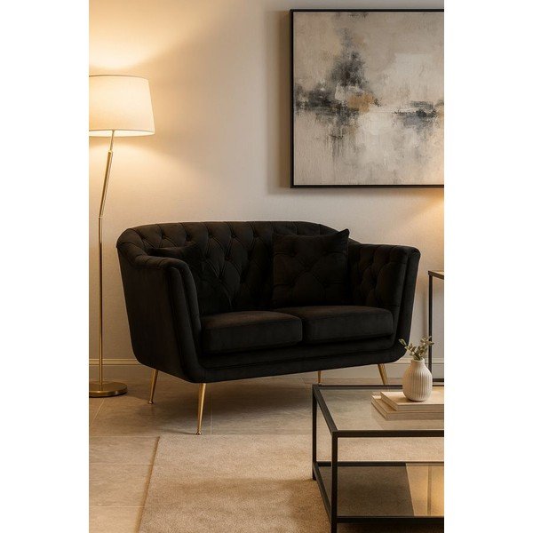 Čierna zamatová pohovka 130 cm Budapest – Mauro Ferretti-image-1