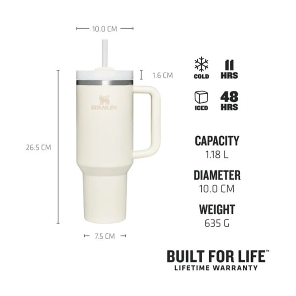 Krémovobiela termoska so slamkou z nehrdzavejúcej ocele 1,18 l Quencher H2.0 FlowState Tumbler Cream – Stanley-image-4