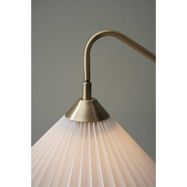 Krémovobiela/v mosadznej farbe látková stojacia lampa s ohýbateľnou konštrukciou (výška  155 cm) Kate – Ellos Home-image-2