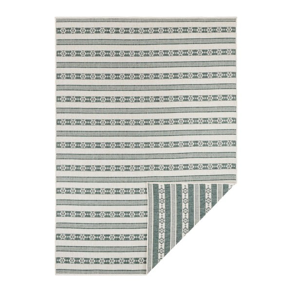 Zeleno-krémový obojstranný koberec vhodný aj do exteriéru Bougari Fiji, 80 × 150 cm