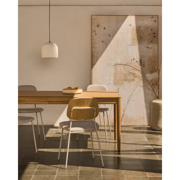 Rozkladací jedálenský stôl s prídavnou doskou v dekore duba 90x200 cm Lenon – Kave Home-image-2