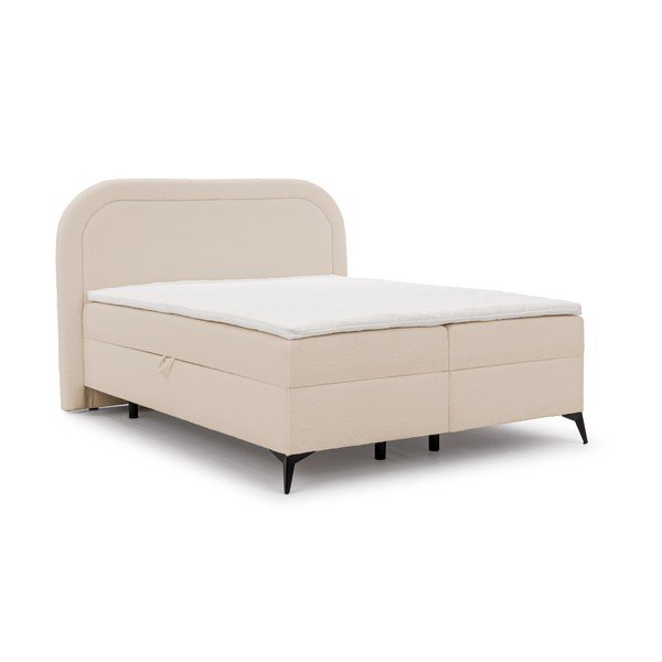 Béžová boxspring posteľ s úložným priestorom 180x200 cm Ornes – Ropez