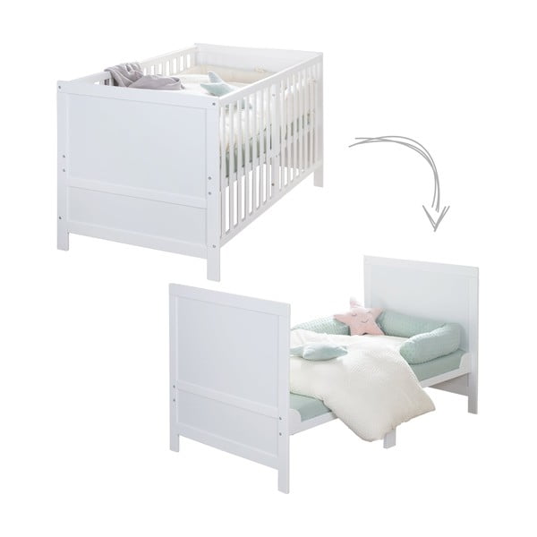 Biela postieľka s nastaviteľnou výškou 70x140 cm Easy Sleep – Roba-image-3