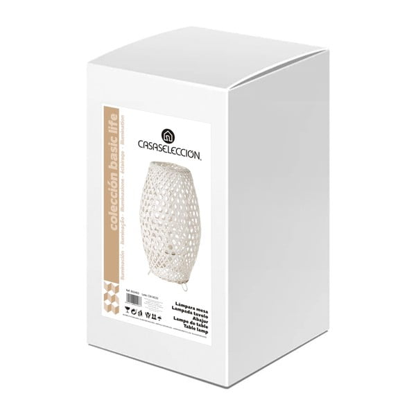 Biela bambusová stolová lampa s bambusovým tienidlom (výška  36 cm) – Casa Selección-image-4