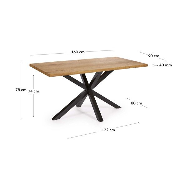 Jedálenský stôl s doskou v dubovom dekore 90x160 cm Argo – Kave Home-image-4