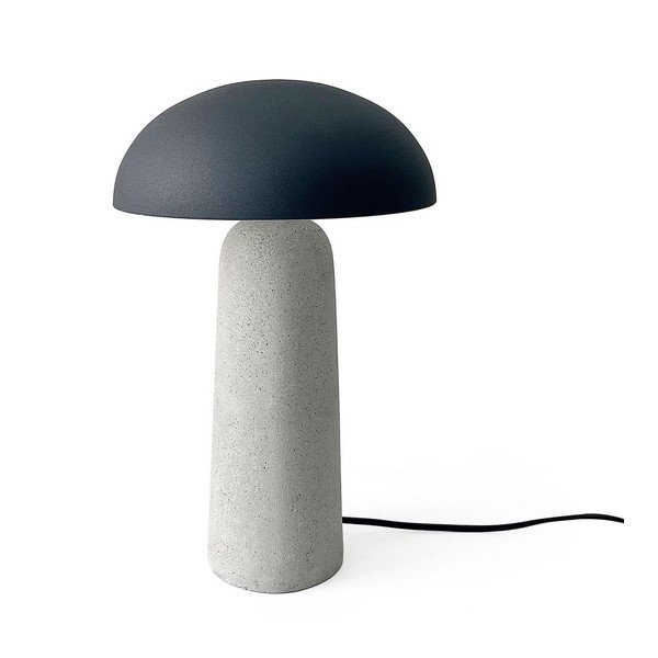Sivá betónová stolová lampa s kovovým tienidlom (výška  39,5 cm) Delphine – Bizzotto