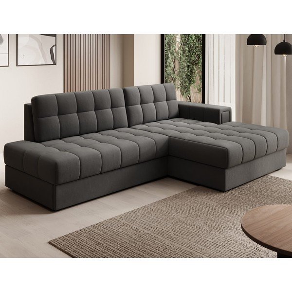 Taupe zamatová rozkladacia rohová pohovka (pravý roh/s leňoškou) Blezalt – ELTAP-image-3