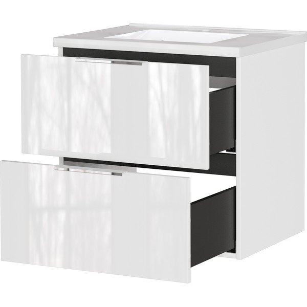 Biela lesklá závesná skrinka pod umývadlo 61x61 cm Celano – Germania-image-3