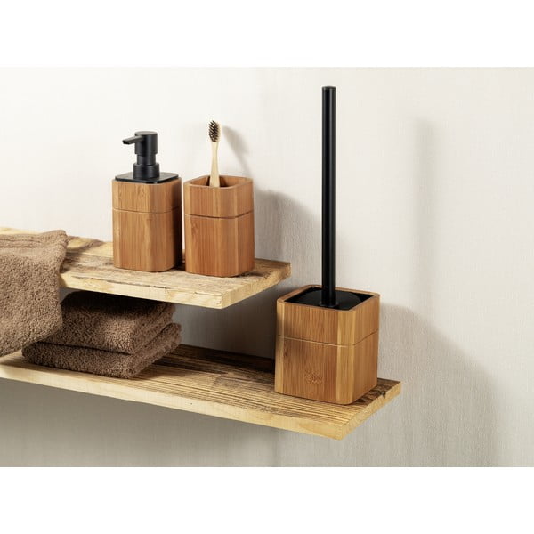 Hnedý bambusový téglik na zubné kefky Serro – Wenko-image-1