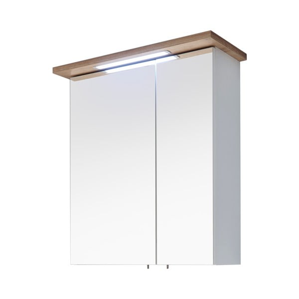 Biela závesná kúpeľňová skrinka so zrkadlom 60x72 cm Set 923 - Pelipal-image-2