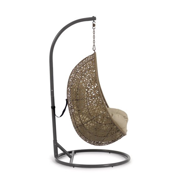 Béžové závesné záhradné kreslo z umelého ratanu Florina – Kave Home-image-2