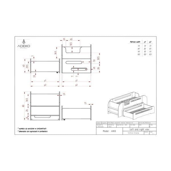 Detská posteľ s výsuvným lôžkom v prírodnej farbe 80x200 cm AIKO – Adeko-image-3