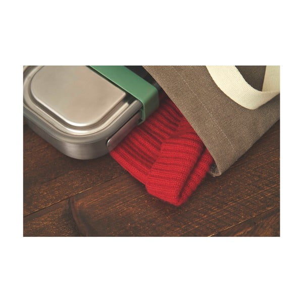 Desiatový box z antikoro ocele so zeleným remienkom Black + Blum-image-3