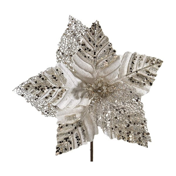 Vianočná plastová dekorácia v tvare kvetu v béžovej a zlatej farbe DecoKing Diana
