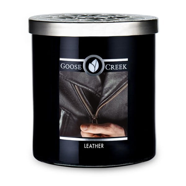 Vonná sviečka v sklenenej dóze Goose Creek Men 'Collection Leather, 50 hodín horenia