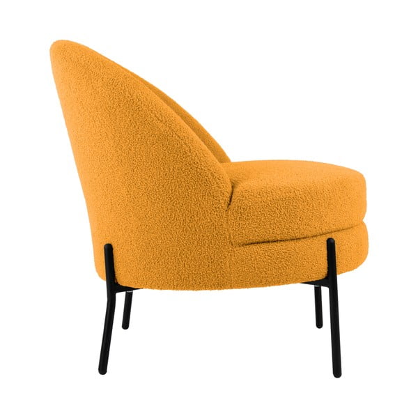 Okrovožlté kreslo z textílie buklé Noble – Leitmotiv-image-3