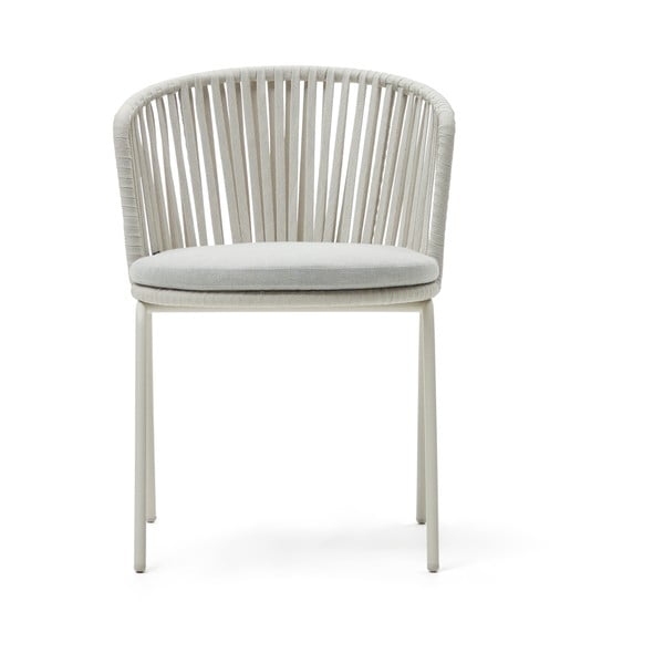 Biela kovová záhradná stolička Saconca - Kave Home-image-1