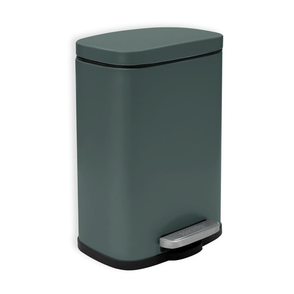Tmavozelený nášľapný oceľový odpadkový kôš 5 l Akira – Spirella