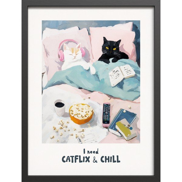 Tlačený obraz s rámom 30x40 cm Catflix – Styler