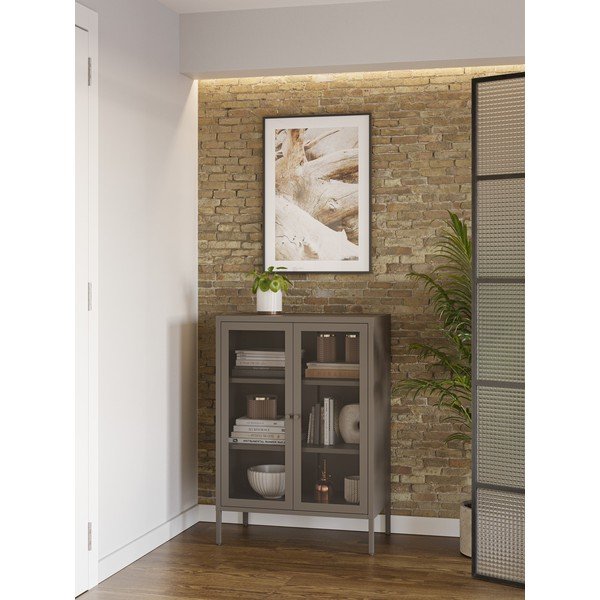 Sivá kovová skrinka 70x100x40 cm Fayna – Marckeric-image-1