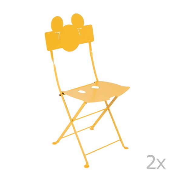 Sada 2 žltých kovových záhradných stoličiek Fermob Bistro Mickey