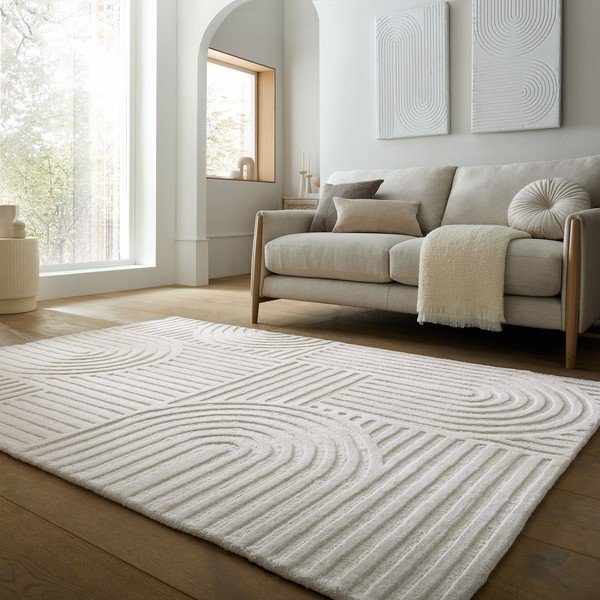 Slonovinový ručne tkaný vlnený koberec 200x290 cm Zen Garden – Flair Rugs-image-1